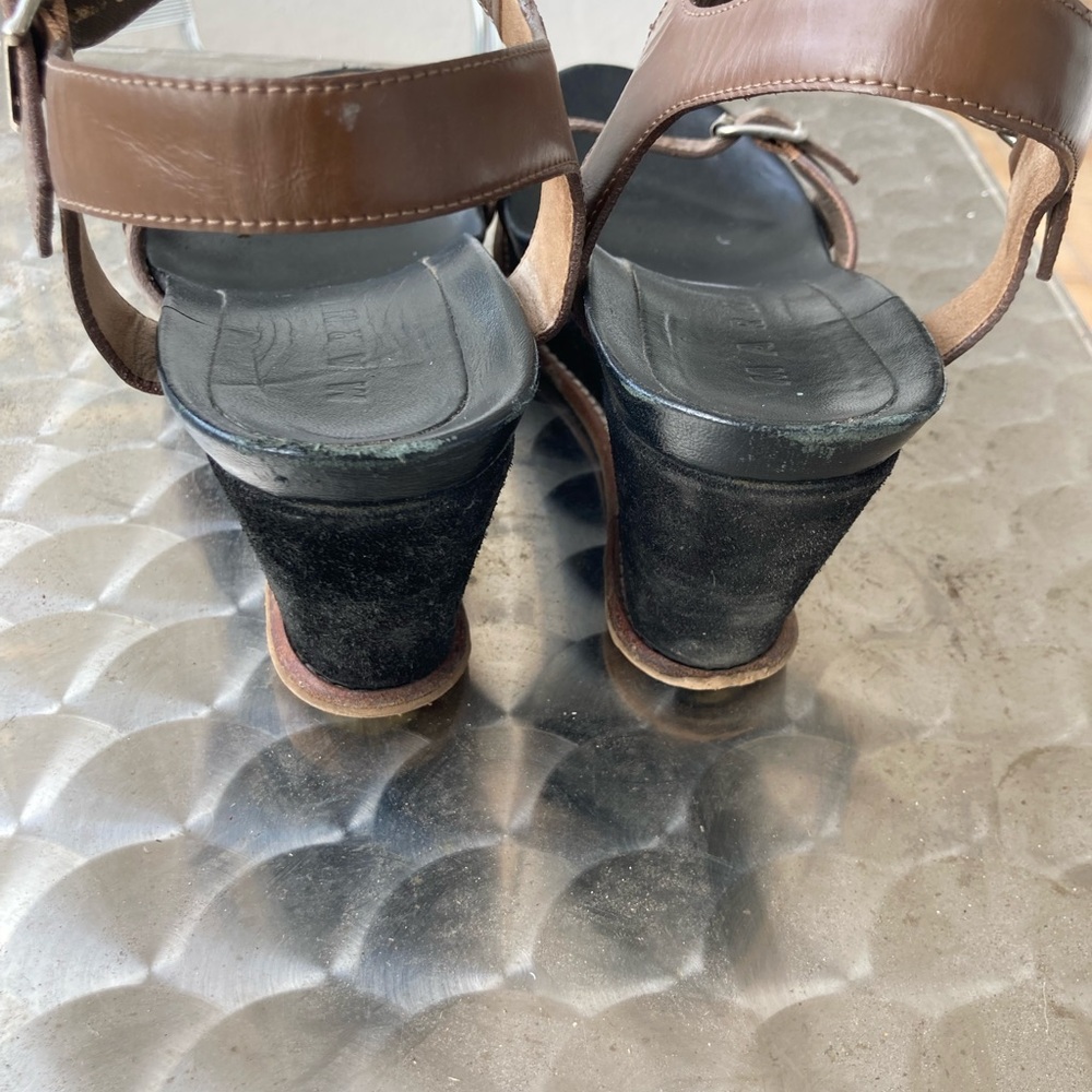 Marni Brown and Black Leather Wedges with Platform Soles - Picture 3 of 5